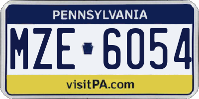 PA license plate MZE6054