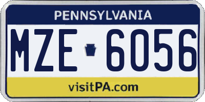 PA license plate MZE6056