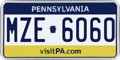 PA license plate MZE6060