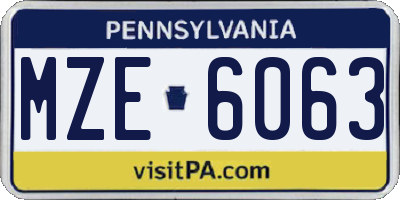 PA license plate MZE6063