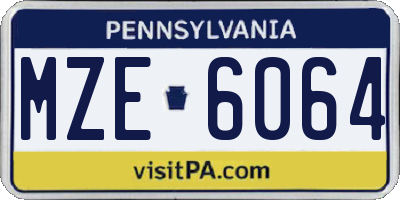 PA license plate MZE6064