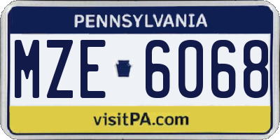 PA license plate MZE6068