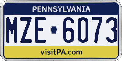 PA license plate MZE6073