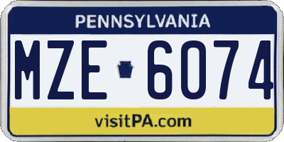 PA license plate MZE6074