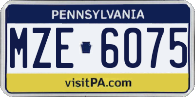 PA license plate MZE6075