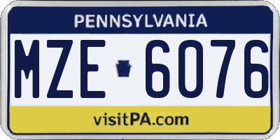 PA license plate MZE6076