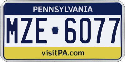 PA license plate MZE6077