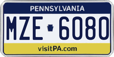 PA license plate MZE6080