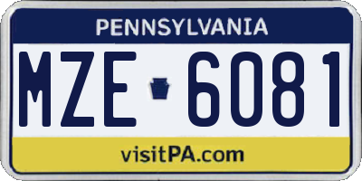 PA license plate MZE6081
