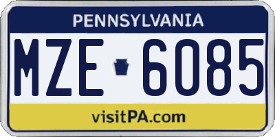 PA license plate MZE6085