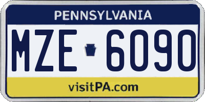 PA license plate MZE6090