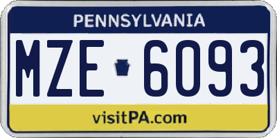 PA license plate MZE6093