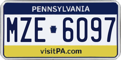 PA license plate MZE6097