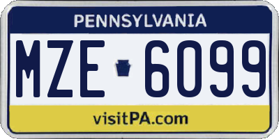 PA license plate MZE6099
