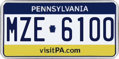 PA license plate MZE6100