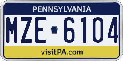 PA license plate MZE6104