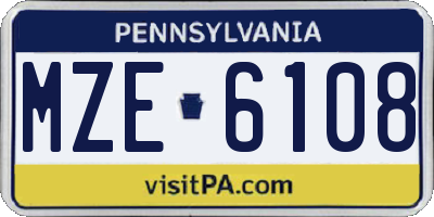 PA license plate MZE6108