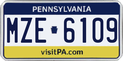 PA license plate MZE6109