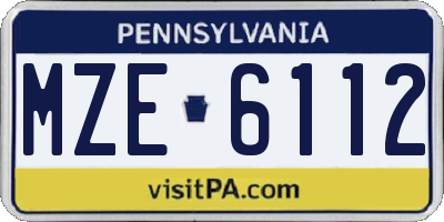 PA license plate MZE6112