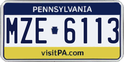 PA license plate MZE6113