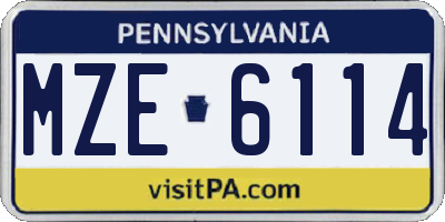 PA license plate MZE6114