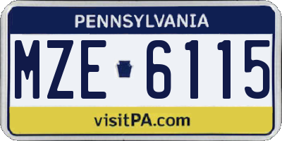 PA license plate MZE6115