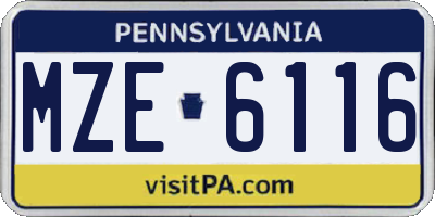 PA license plate MZE6116