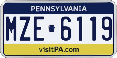 PA license plate MZE6119