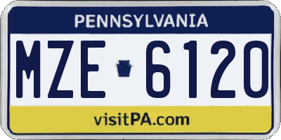 PA license plate MZE6120