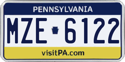 PA license plate MZE6122