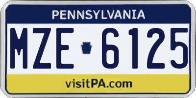 PA license plate MZE6125