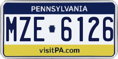 PA license plate MZE6126