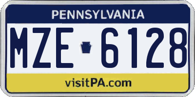 PA license plate MZE6128