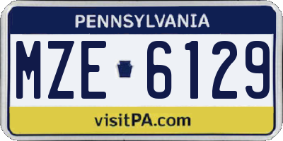 PA license plate MZE6129