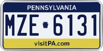 PA license plate MZE6131