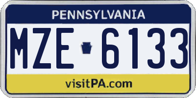 PA license plate MZE6133