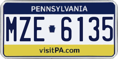 PA license plate MZE6135