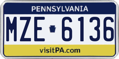 PA license plate MZE6136