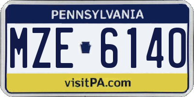 PA license plate MZE6140