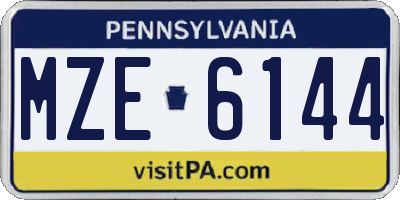 PA license plate MZE6144