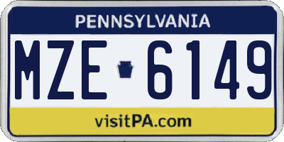 PA license plate MZE6149