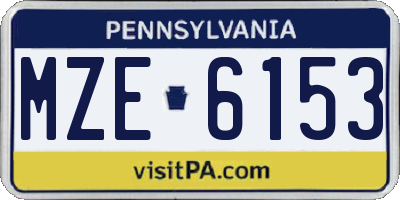 PA license plate MZE6153