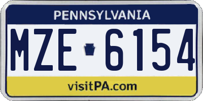 PA license plate MZE6154