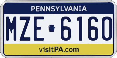PA license plate MZE6160