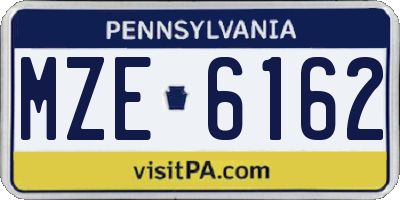 PA license plate MZE6162