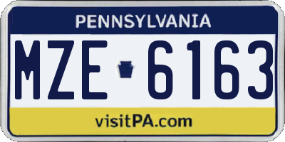 PA license plate MZE6163