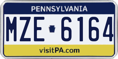 PA license plate MZE6164