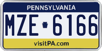 PA license plate MZE6166