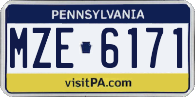 PA license plate MZE6171