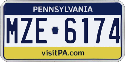 PA license plate MZE6174